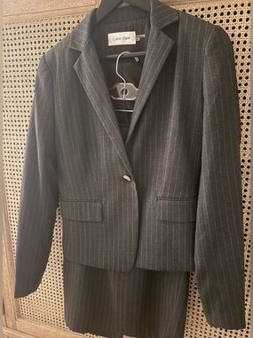 Calvin Klein Charcoal Pinstripe Women's Suit